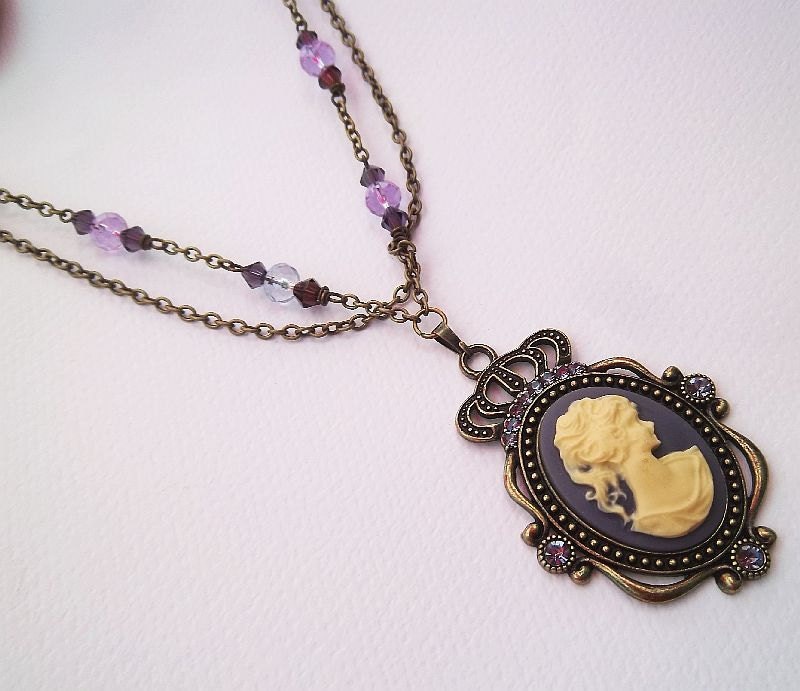 ON SALE NOW - Lady Cameo in Purple Necklace