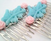 Cotton Candy Birds on a Branch Hair Combs Birds Woodland Regency Shabby Chic Sparrows Trendy Cottage Not Steampunk Whimsicle