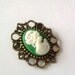 Sage Green Cameo Brooch Pin Romantic Antique Brass Regency Rococo Victorian Marie Antoinette EGL Woman