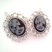 Gothic Cameo Hair Clips Grey Skeletina Aristocrat Gothic Lolita