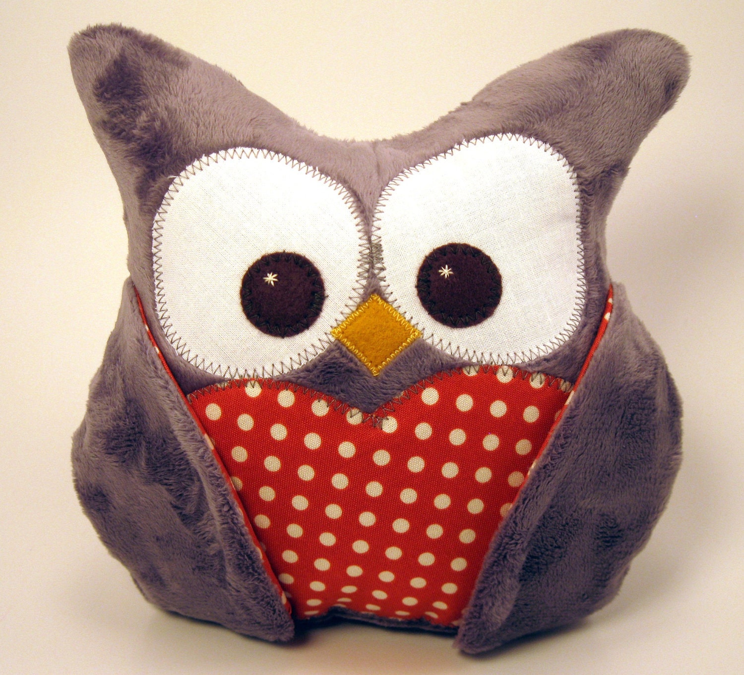 Owl Pillow Plush Toy- Grey Minky Owl