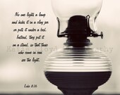 Shine Your Light - 16x20 Christian Scripture Bible Verse Luke 8:16 - Fine Art Black & White Photography Print for Home Decor