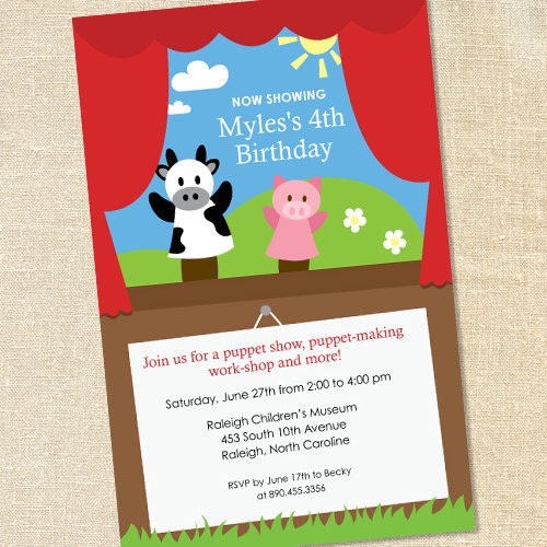 Sweet Wishes 20 Puppet Show Birthday Party Invitations - Custom Quantities (As Low as 1.19 Each) Il_170x135