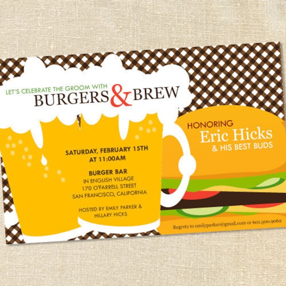 Sweet Wishes 20 Burgers & Brew Bachelor Party or BBQ Invitations - Custom Quantities (As Low as 1.19 Each) Il_570xn