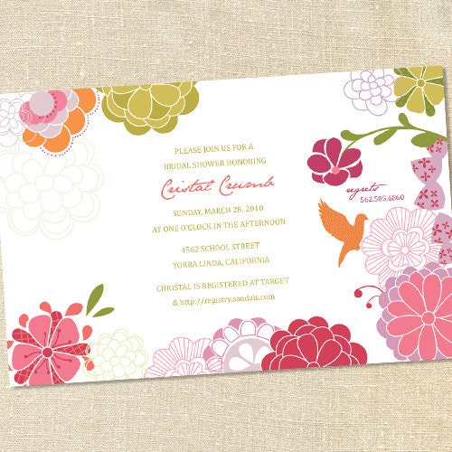 Sweet Wishes 20 Modern Floral Bridal Baby Shower Engagement Invitations - Custom Quantities (As Low as 1.19 Each) Il_570xn