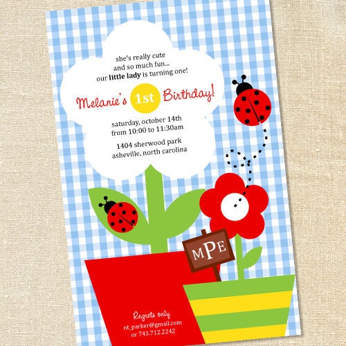 Sweet Wishes 20 Ladybug Garden Birthday Party Invitations - Custom Quantities (As Low as 1.19 Each) Il_570xn