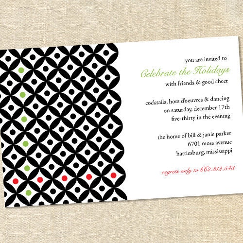Sweet Wishes 20 Black White Mod Christmas Cocktail Party Invitations - Custom Quantities (As Low as 1.19 Each) Il_570xn