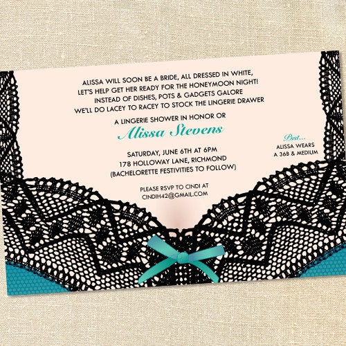 Sweet Wishes 20 Turquoise Lace Lingerie Bachelorette Party Invitations - Custom Quantities (As Low as 1.19 Each) Il_570xn