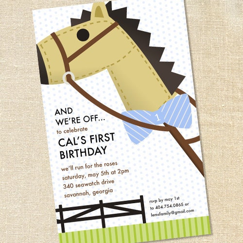 Sweet Wishes 20 Boys Horse Kentucky Derby Birthday Party Invitations - Custom Quantities (As Low as 1.19 Each) Il_570xn