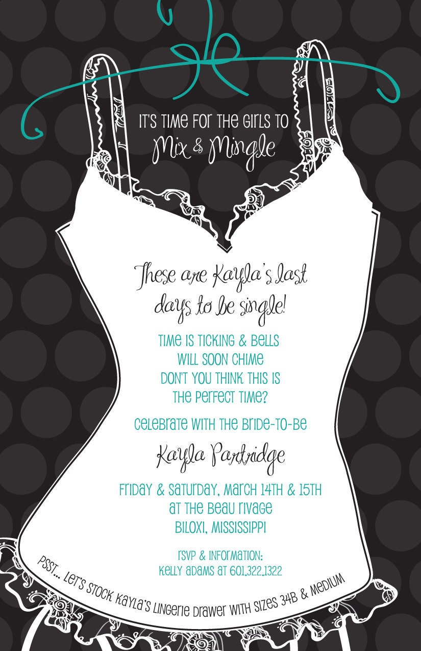 Sweet Wishes 20 Bridal Shower Lingerie Bachelorette Party Invitations - Custom Quantities (As Low as 1.19 Each)