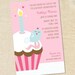 Sweet Wishes 20 Girls 1st BIrd on a Cupcake Birthday Party Invitations - Custom Quantities (As Low as 1.19 Each)