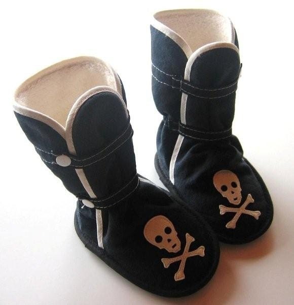 Black Pirate Boots - booties, slippers, soft sole shoes, Etsy kid's clothing, fashion
