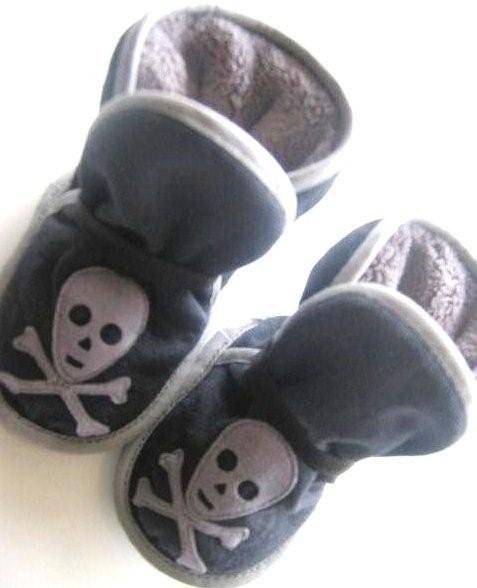 Grey and Black Pirate Boot-ys - slippers, booties, boots, soft sole shoes, Etsy kid's fashion