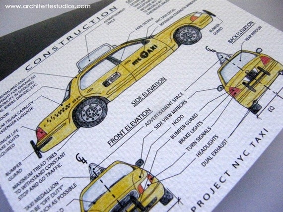 Project New York City Taxi Cab - Blank Architecture Construction Card