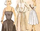 McCall's 8576 Misses 1950s Evening Dress Pattern Bust 30 Scalloped Formal Wedding Gown Full Skirt Vintage Sewing Pattern