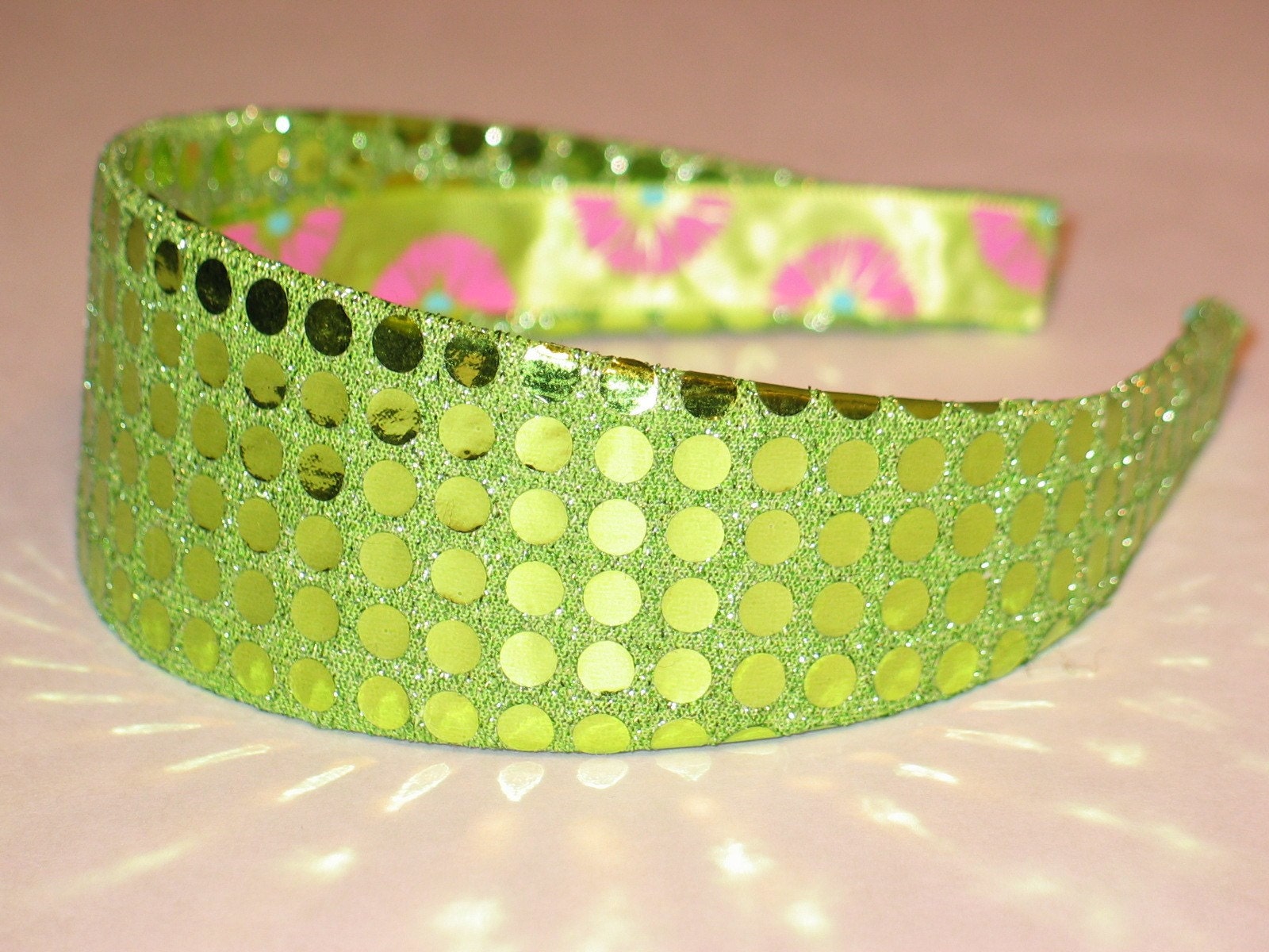 Fabric Covered Headband - Glamour Girl Green Apple, WIDE Headband for Women or Girls