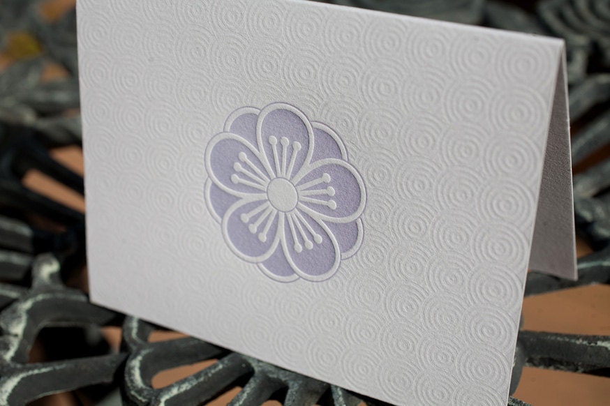 Purple Plum Blossom Letterpress Card