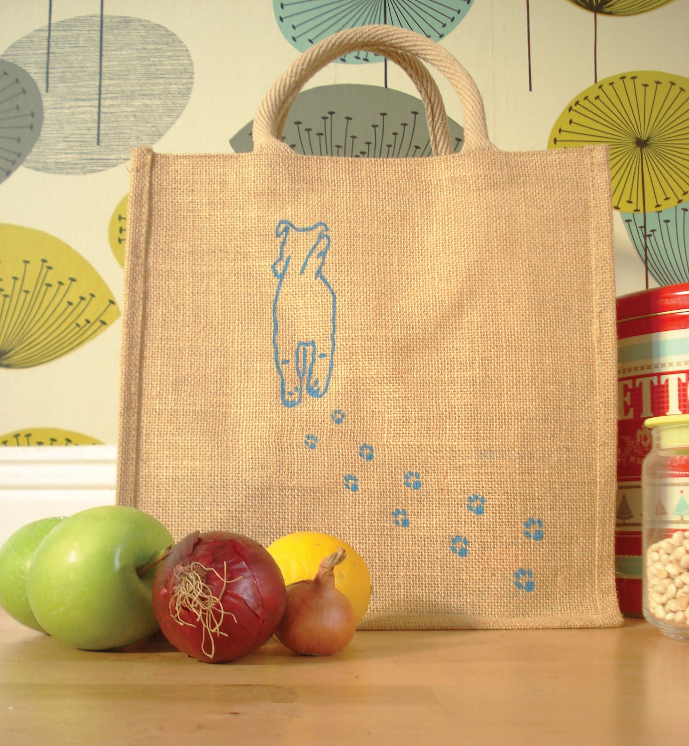 Walking Terrier Jute Bag