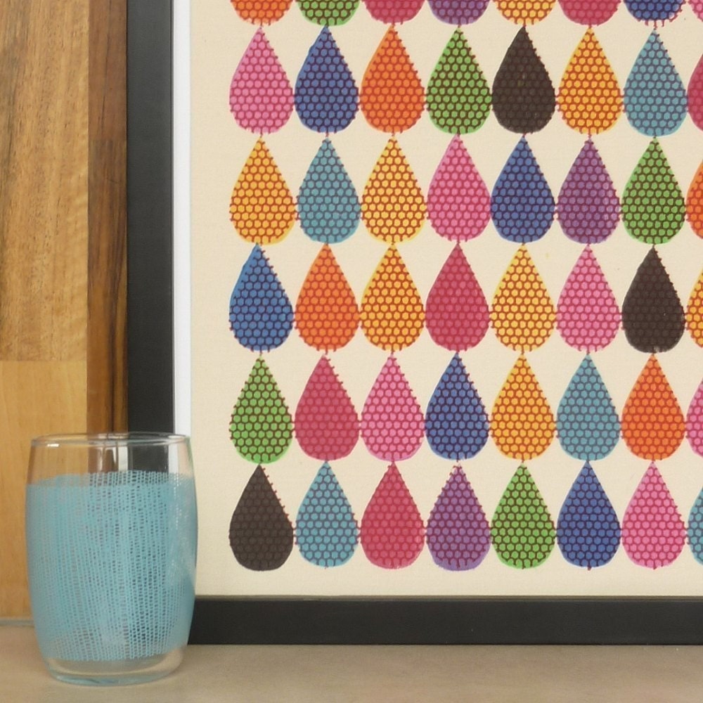 droplets - original multi coloured screenprint