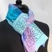 Aquamarine & Lilac Hand Painted Silk Daisy Crepe Scarf - Ready to Ship
