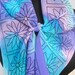 Aquamarine & Lilac Hand Painted Silk Daisy Crepe Scarf - Ready to Ship