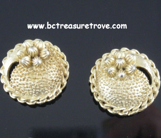 Kramer Button Earrings Vintage Goldtone 1960s
