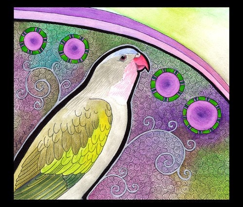 Original Signed Artwork  Princess Parrot as Totem Animal