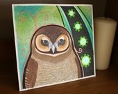 Original Mysterious Brown Wood Owl Totem