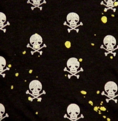 Funky Yellow/Black or Grey/Black Skull Crossbone Jersey Fabric BTY