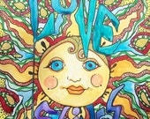 Singleton Hippie Art Original, Love Shines