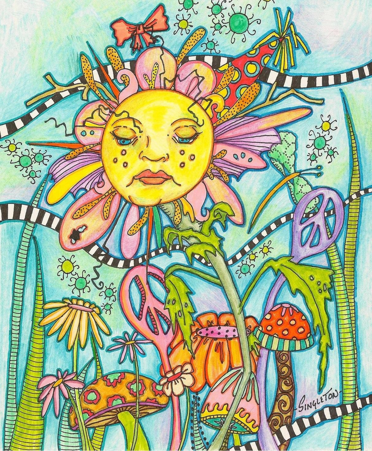 Singleton Hippie Art, The Lonely Flower, The Original
