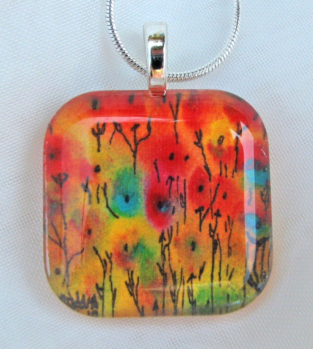 Flower Power, Art pendant with necklace