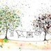 Laundry Day, ACEO, PRINT, of ink and watercolor illustration,  FREE SHIPPING in U.S.