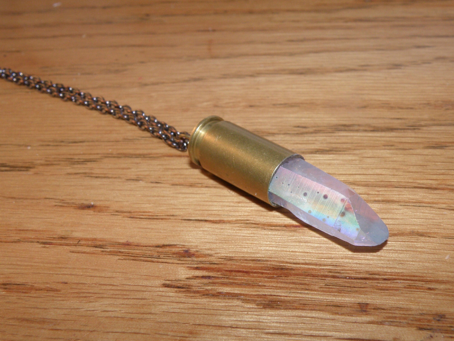 Angel Aura Quartz Point Bullet Necklace