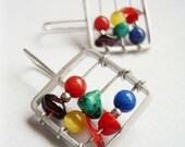 Abacus  earrings  - Sterling silver - Colourful -