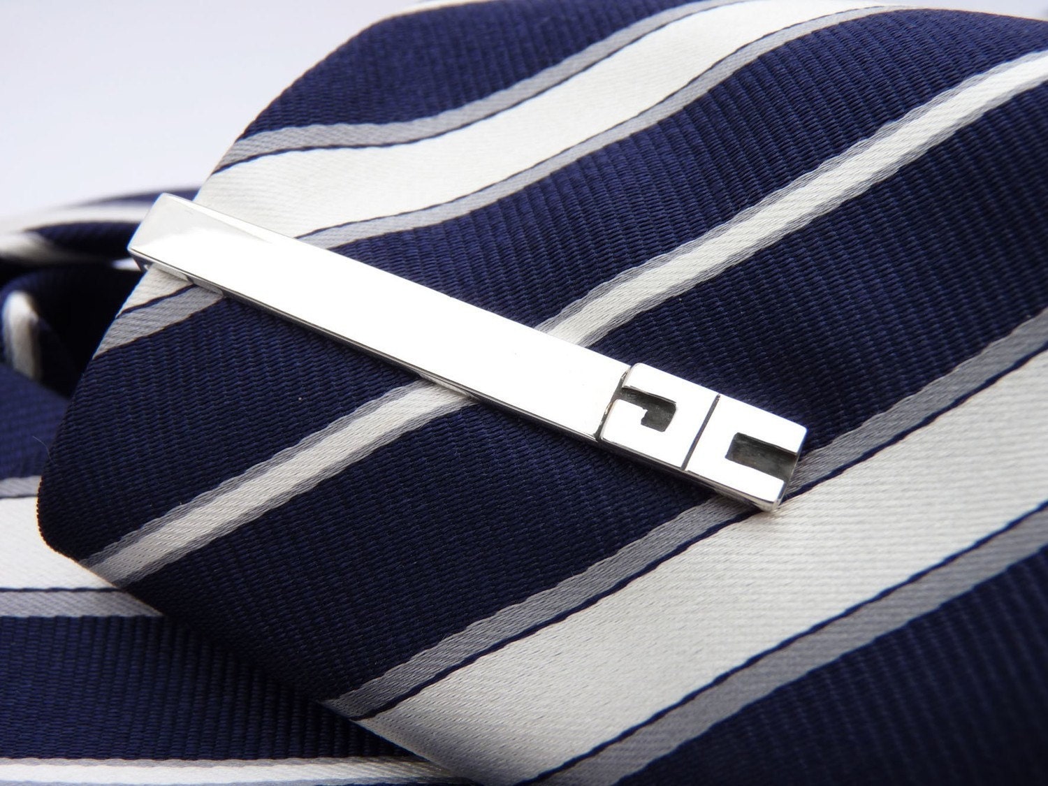 Men's tie bar clip - Sterling Silver - Custom order - Personal tie bar clip -Gift for graduations - Father's Day - Anniversary - For wedding