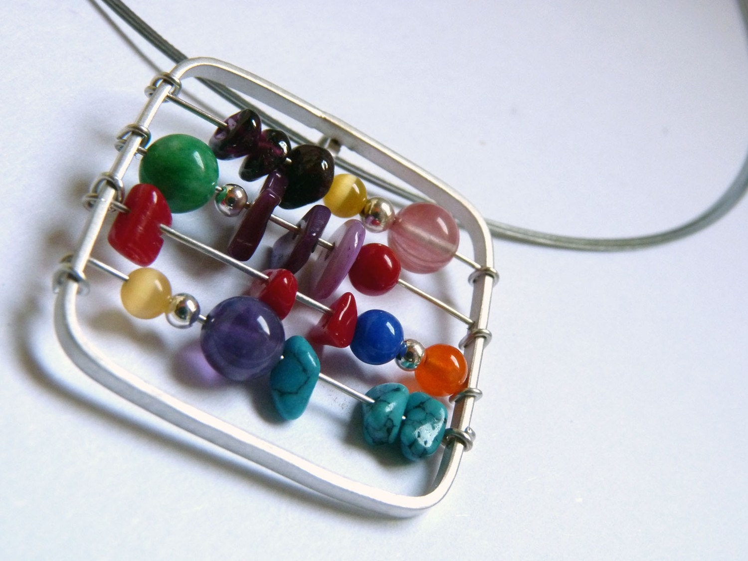 Small  Abacus - Colorful - Sterling silver - Perfect gift for a teacher