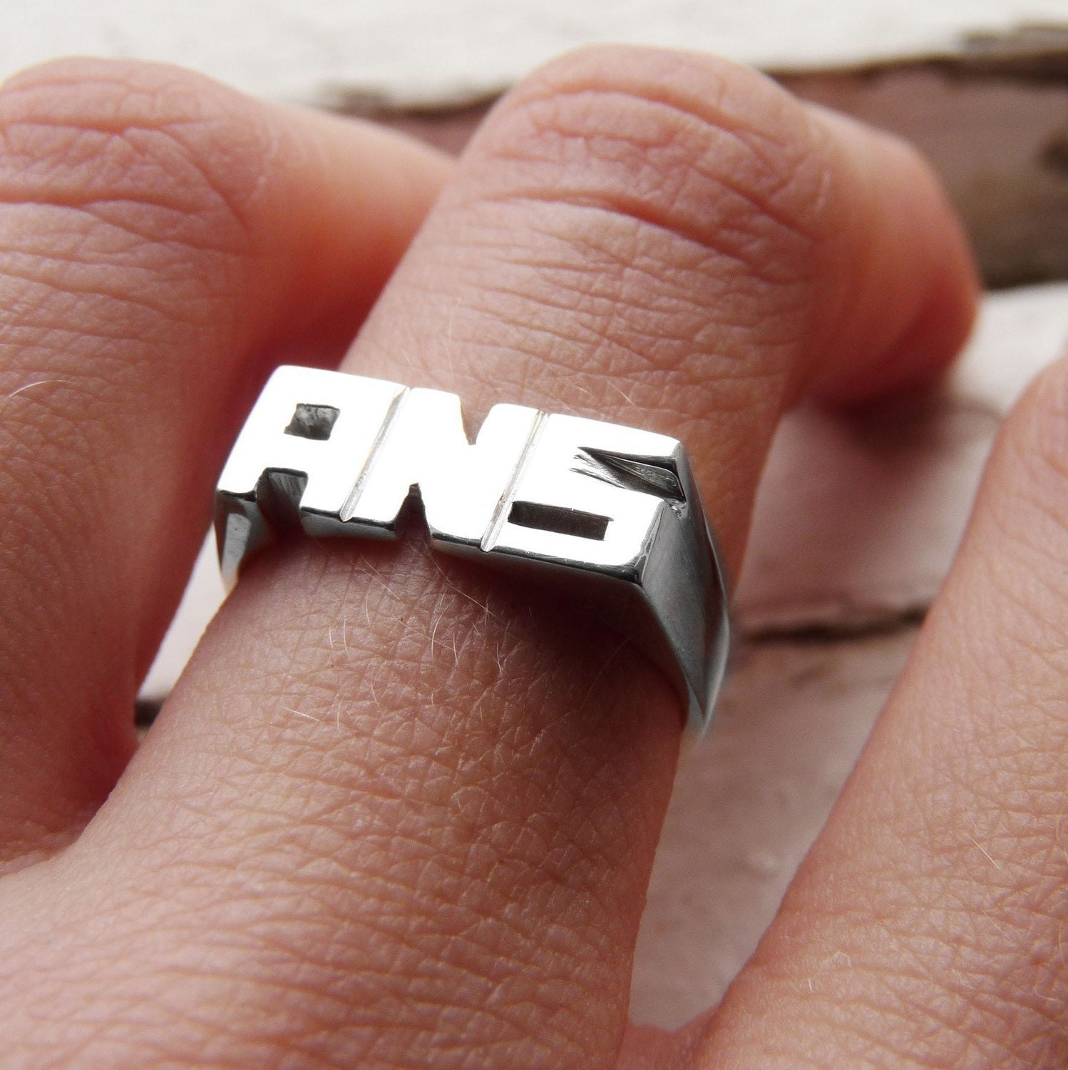 Personal Ring, Sterling silver, Signet ring, Name Ring, Initials ring, Monogram Ring, Made to order - Sizes 1 to 8 1/2 - 3 Letters