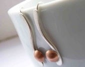 Line and Point II Short Earrings with sleek linear hand forged sterling silver and copper Contemporary geometric