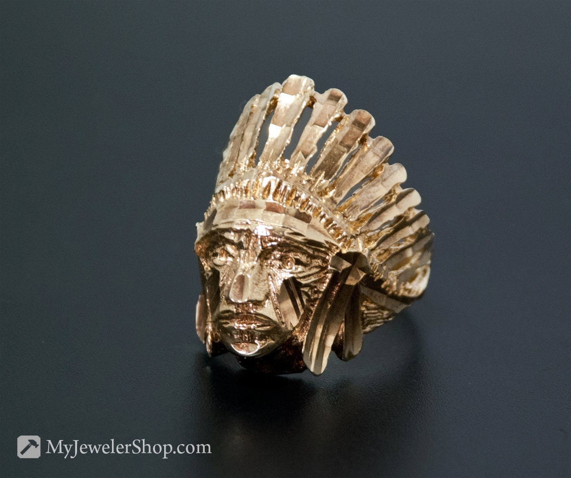 Indian Head Ring 10kt Yellow Gold