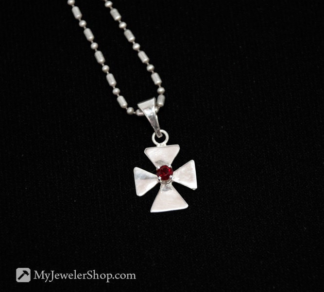 Silver Cross with Garnet