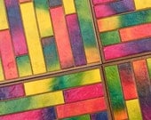 Coasters Handmade Paper Colorful Bold Mosaic Striped
