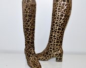 size 6 Vintage 60s Space Age Metallic 60s Gold Glitter Disc GoGo Boots GoLo BooTs