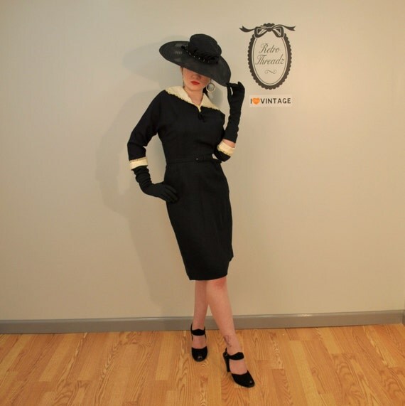 vintage 1940s film noir luxe black femme by RetroThreadzVintage