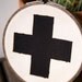 Classic Red Cross Wall Hanging in Hoop - Black 4" hoop