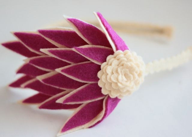 Magenta Felt Feather Fascinator