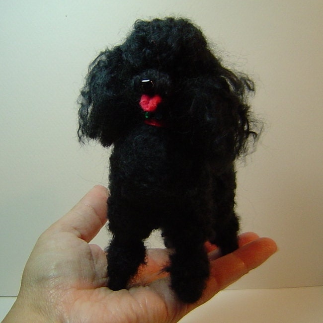 Needle felted dog custom Poodle sculpture portrait art