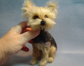 Custom needle felted dog pet portrait in wool miniature size