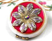 Amethyst, Pearl White Filigree Flower Locket