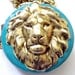 Turquoise Lion Necklace, Metal, Brass, Handmade by RotsinaCreations